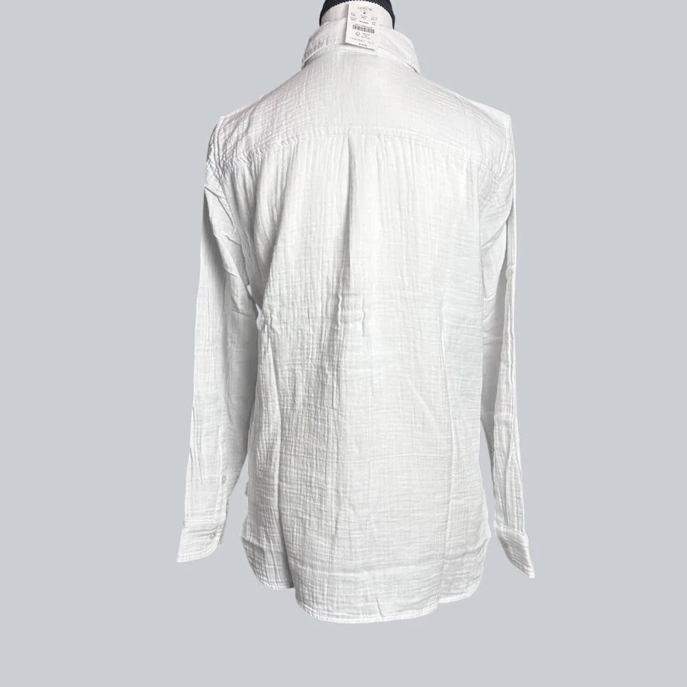 J.CREW Womens Classic Shirt Sz PS Garcon in cotton-Linen Gauze Botton-up Casual - Picture 3 of 12
